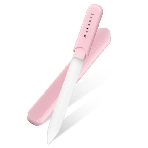 Makartt Glass Nail File for Natural Nails: Reusable Nail Care Tool, Pink | Fast Shaping & Gentle Smoothing, Double-Sided Sandblasted Surface, Washable, Portable Lightweight Manicure Gift with Case - color: 1pc Pink glass nail file