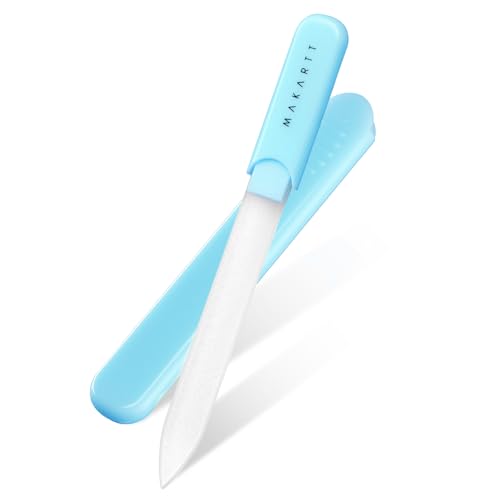 Makartt Glass Nail File for Natural Nails: Reusable Nail Care Tool, Blue | Fast Shaping & Gentle Smoothing, Double-Sided Sandblasted Surface, Washable, Portable Lightweight Manicure Gift with Case - color: 1pc Blue glass nail file