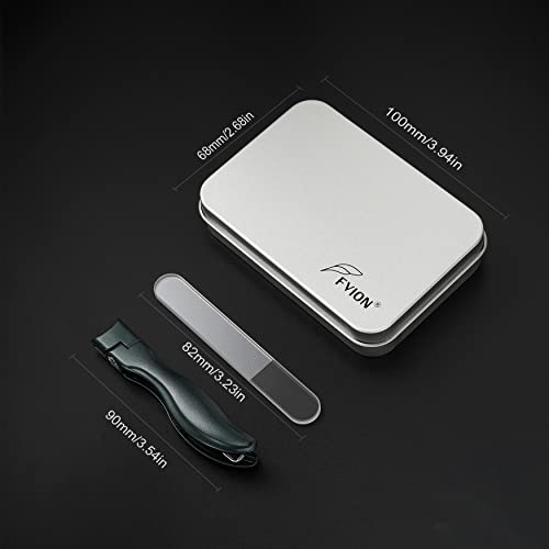 FVION Nail Clipper for Thick Fingernail and Toenail, Wide Jaw Nail Clippers with Crystal File, Large Toe Nail Clipper with Catcher for Men and Women, Nail Cutter Set - Green