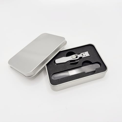 German Heavy Duty Nail Clippers for Thick Nails - Ultra Sharp Stainless Steel Clippers with Wide Jaw Opening & Anti-Splash Catcher - Ideal for Seniors, Men & Women with Safety Lock - style: Small Silver Set with Nail File