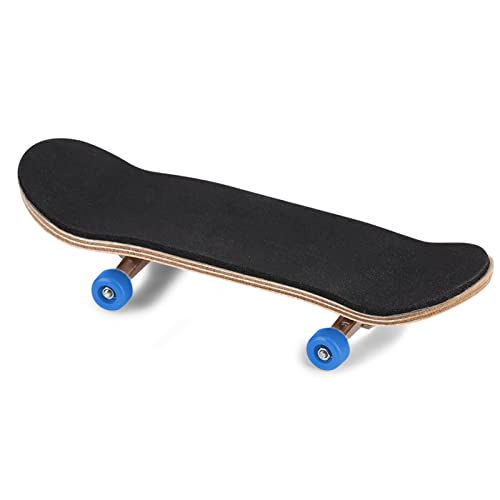 5-Layered Maple Wood Finger Skateboard with Bearing Wheels, Soft PU Pad and Elastic Rubber, Great for Fidgety Hands, Helps Relieve Stress and Emotional Disclosure - color: Dark Blue