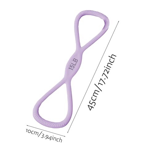 Silicone Figure 8 Resistance Bands for Full-Body Workouts – 15 LB Suitable for Shoulder, Back, and Arm Exercises - color: Purple