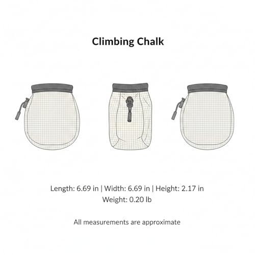 Climbing Chalk Bag with Drawstring Closure - Lightweight Waist Pouch for Rock Climbing, Bouldering & Gym Training (1 Pack) - color: Silver