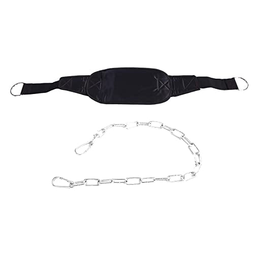 Drop Weight Belt, Gym Dip Belt with Waist Chain, Strength ing Equipment for Pul Up, Ten Gym Pull Up Bar Plate Weight with 2 Iron,