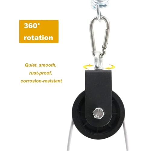 2pcs Silent Gym Cable Pulley with Hanging Straps and Carabiner, 360 Rotation Smooth Silent Pulley, DIY Attachment Projects G99D