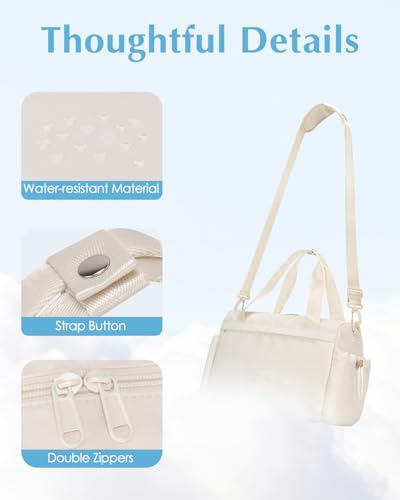 Small Gym Bag, Mini Gym Bag with Yoga Mat Holder & Wet Compartment, Beige | Yoga Mat Bag, Water Bottle Pocket, Detachable and Adjustable Shoulder Strap, Mini Duffle Bag for Workout Travel Dance - color: Beige