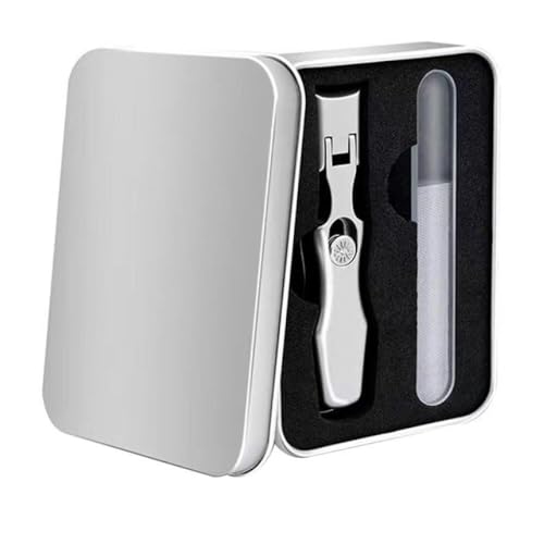 Stainless Steel Set Nail Clipper Splash-Proof Wide Jaw Manicure Fingernail Cutter for Thick Hard Ingrown Toenail,Large Silver - color: Large Silver