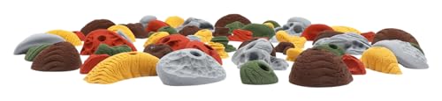 Atomik Rock Climbing Holds Set of 60 Bolt-On Rock-Like Crimpers, Edges, Jugs, Pockets, and Footholds in Assorted Earth Tones