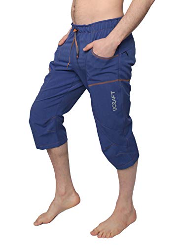 Ucraft "Xlite Rock Climbing Bouldering and Yoga Knickers ¾ Men's and Women's Capri Pants. Lightweight, Stretchy, Breathable - color: Deep Blue Melange, size: Medium