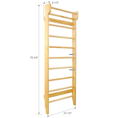 Gymnastics Wood Stall Bar, Multi-use Swedish Ladder- Wall Mounted Pull Up Bar-Physical Therapy for Stretching and Various Exercises,Indoor Home Gym Workout Yoga - size: 76.7 H
