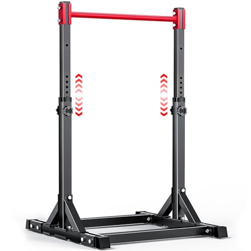 AFFLUENT Pull Up Bar Stand Free Standing Pull Up Bar Station 8 Adjustable Heights Power Tower for Home Gym Workout 330lbs Capacity - color: Red