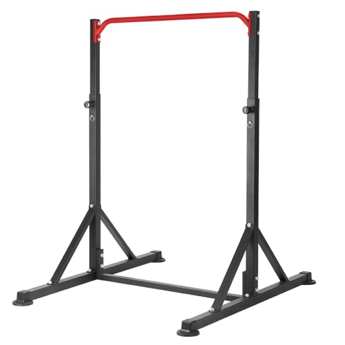 Pull Up Station, Power Tower Adjustable Pullup Bar Free Standing, Heavy Duty Multifunction Strength Training Pull Up Bar, Gym Workout Fitness Equipment Chin up Bar for Home Outdoor, 440LBS Capacity - color: Red