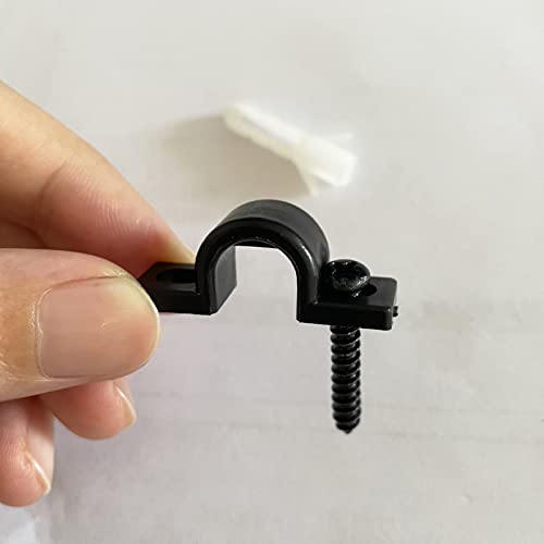 WAFJAMF 12Pcs Black Wire Shelf Loop Clips Set with Screws & Expansion Tubes | Plastic construction back wall mount fasteners for closet shelving concrete installation hardware - color: Black