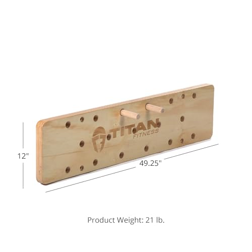 Titan Fitness 4 FT Climbing Pegboard, Wall-Mounted Climbing Board, Sturdy Birch Wood Pegboard Climbing Wall with Wooden Dowel Pegs, 17 Staggered Climbing Holes