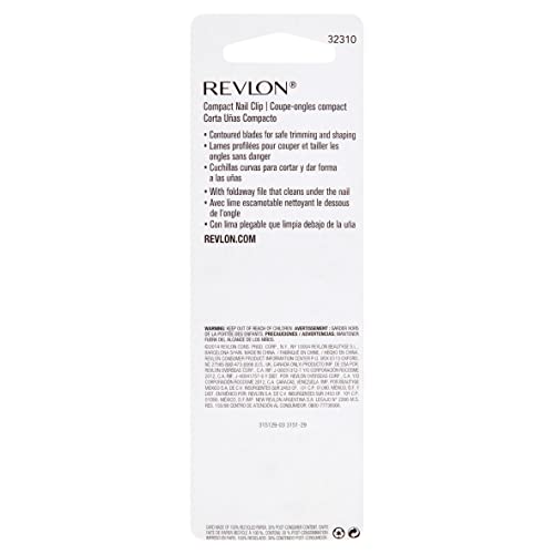 Revlon Compact Nail Clipper, Small Mini Design, Perfect for Travel, Use to Trim Fingernails and Toenails, Stainless Steel, 1 Count - size: 1 Count (Pack of 1)