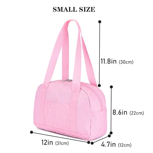Mini Gym Bag for Women Girls, 12 inch Small Gym Tote, Lightweight Small Carry On Duffle Bag for Travel Sports - color: Pink
