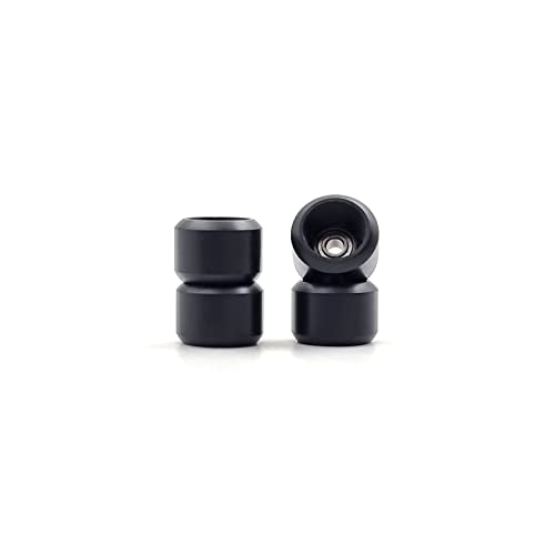 SPITBOARDS® Fingerboard Pro Wheels with Real Ball Bearings, Professional CNC Polyurethane Quality, Street Wheels Shape (Black) - color: Black