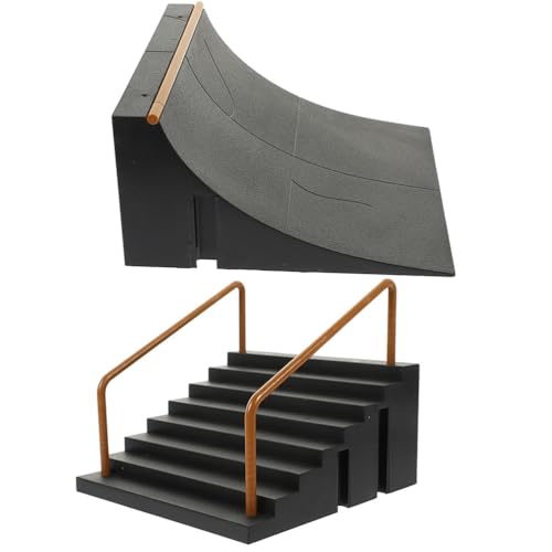 Gatuida Fingerboard Ramp Kit 2Pcs Mini Skateboard Park Accessories Finger Skateboard Obstacle Toy for Kids Indoor Play 5.51X5.11X4.52In