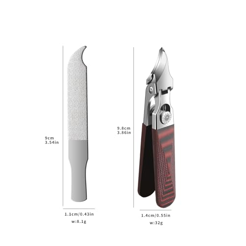 Large-Opening Pointed-Edge Nail Clipper - Detailed Trimming for Narrow Areas - G10 Handle & Stainless Steel Blades - Suited for Ingrown-Nail, Thick-Nail Users & Seniors(Straight Red C) - color: Straight Red C