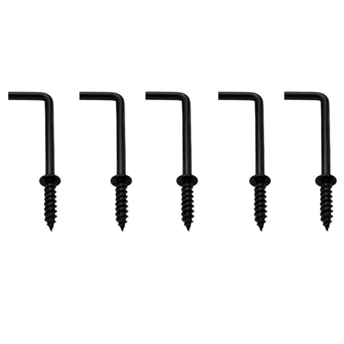60 PCS 7 Shaped Right Angle Screw Hooks,Black 1-1/2 Inch Screw in L Shaped Hooks for Hanging Lamp,Plants,Decorations,kitchenware and DIY Crafts - size: 1-1/2inch 60pcs