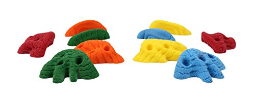 Atomik Rock Climbing Holds Set of 10 Screw-On Dripstone Incut Crimp Style 1 in Assorted Bright Tones