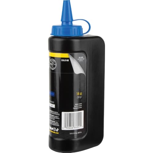 Klein Tools CHLK14B Marking Chalk Refill, High-Visibility Blue, 14-Ounce Squeeze Bottle, Water and Fade Resistant Chalk - color: Blue, style: Cartridge Refill