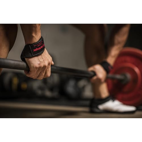Harbinger Padded Cotton Lifting Straps with NeoTek Cushioned Wrist, 21.5 Inch Length, 1.5 Inch Width, Pair, Weightlifting Wrist Straps for Deadlifts and Strength Training - color: Black
