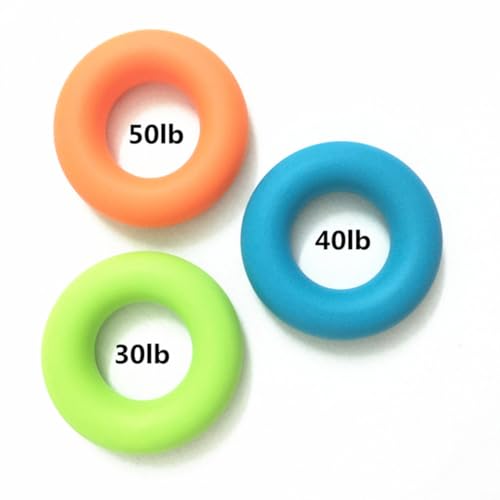 Garneck 3pcs Hand Grip Trainer Set Silicone Finger Forearm Wrist Exercisers 30, 40, 50 Pounds Resistance for Strength Training and Improving Malleability Anytime and Anywhere