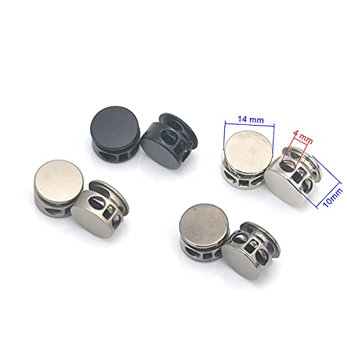 DIY 30pcs/lot Round Metal Alloy Stoppers Toggle Cord Locks Drawstring Two Hole Nickle/Black/Satin (Black Nickel) - color: Black Nickel