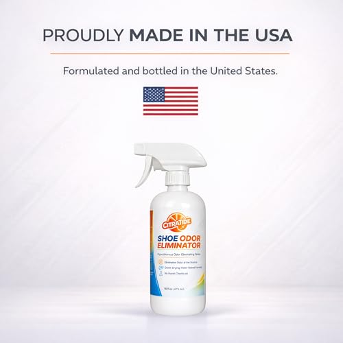 Shoe Odor Eliminator Spray – Water-Based Deodorizer & Sneaker Refresher – Neutralizes Odors in Gym Shoes, Boots, Cleats & Work Shoes – Fresh Athletic Formula – 16 oz
