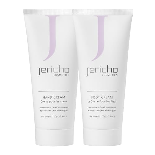 Jericho Dead Sea Hand & Foot Cream Set – Nourishing Aloe, Olive Oil & Dead Sea Minerals for Soft, Smooth Skin - 2 Pack (Hand Cream + Foot Cream), 3.4 oz Each - style: 2 Pack (Hand & Foot Cream)