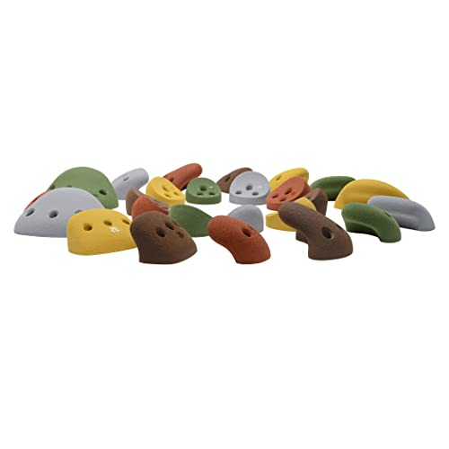 Atomik Rock Climbing Holds Set of 25 Screw-Ons Holds Style 3 in Assorted Earth Tones