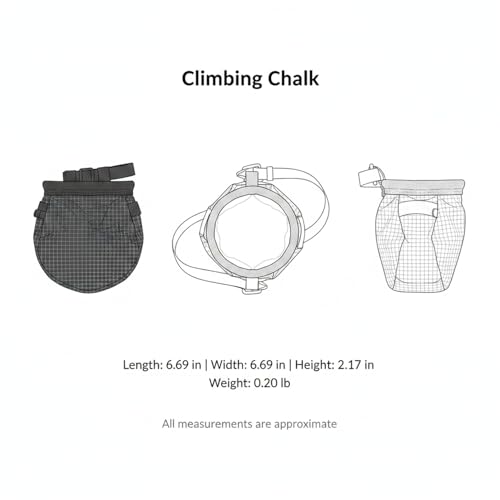 Climbing Chalk Bag with Drawstring Closure Lightweight Waist Pouch for Rock Climbing & Bouldering 6.7 Inch Opening - color: Black
