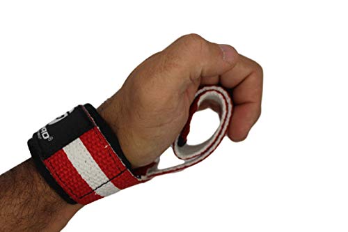 Gripad Heavy Duty Lifting Straps in Carry Pouch - Wrist Strap Set for Weight Lifting, Cross Training & Power Lifting - Strong Neoprene Gym Workout Deadlift Enhanced Grip and Stability - color: US flag