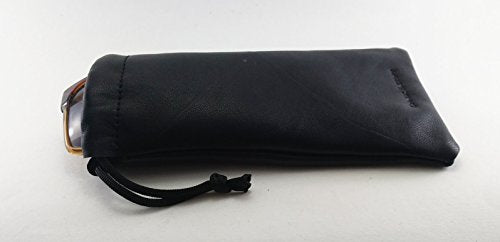 Lambskin Leather Drawstrings Pouch Black, 9 cm X 15 cm