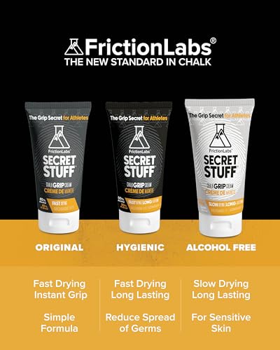 Friction Labs Quick Grip Secret Stuff Liquid Chalk for Athletes - Made in USA - Skin Friendly - Rock Climbing, Weightlifting, Gym, Tennis - Trusted by 100+ Pro Athletes - Best Workout Chalk - 75mL - style: Original - With Alcohol