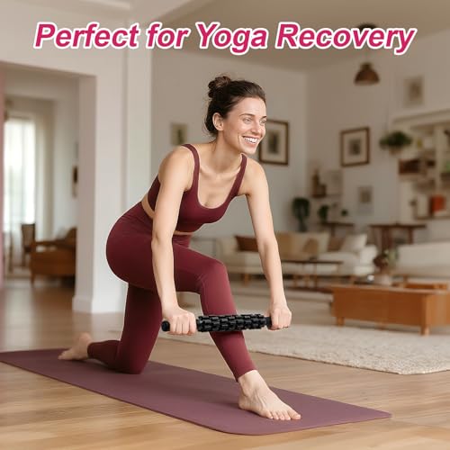 Muscle Roller Stick, Muscle Roller, Liposuction Massage Roller for Lymphatic Drainage, Massager Stick for Relief Muscle Soreness, Trigger Points, Help Exercise Runner Legs, Back Recovery - color: Black