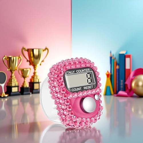 Electronic Tally Counter with Display, Resettable Portable Electronic Finger Counter for Golf, Track and Field, Lap Counting - color: Pink