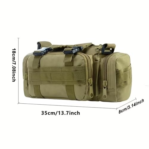 Tactical Duffel Bags for Men, 3P Military Waist Packs EDC Utility Pouch Crossbody with Shoulder Strap Hand Carry (Black) - color: Black