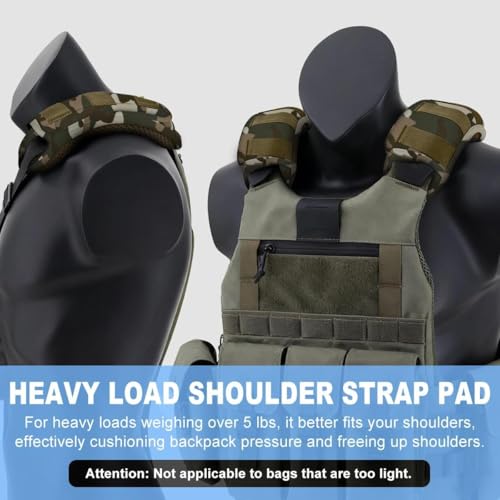 2-Pack Tactical Shoulder Pad, Ultra-Thick Comfort Cushion for Vest Straps, Backpacks, Breathable & Shock-Absorbing,Camouflage-Green - color: Camouflage-green