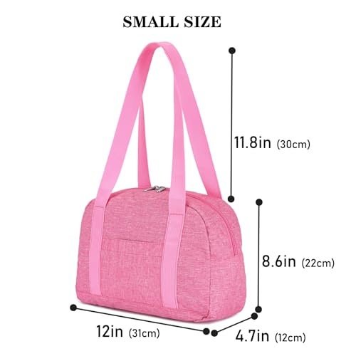 Mini Gym Bag for Women Girls, 12 inch Small Gym Tote, Lightweight Small Carry On Duffle Bag for Travel Sports - color: Rose