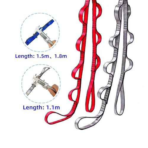 2pcs safety daisy chain, multi-ring adjustable nylon strap rope yoga pilates stretch band - color: Red, size: Length:1.1m