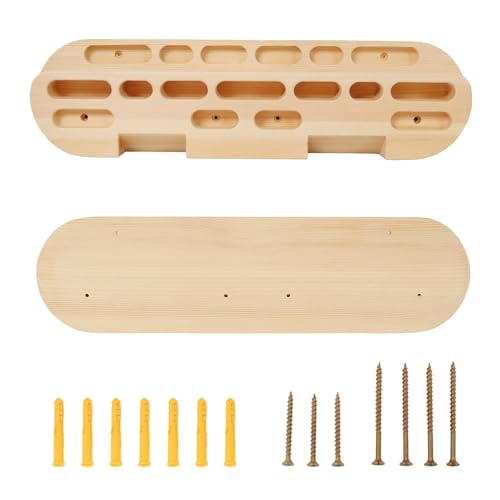 Climbing Hangboard for Rock Climbing Training – Wooden Fingerboard with Multi-Grip Design – Strengthen Fingers & Grip – Easy Mount for Home & Gym - color: Brown 1