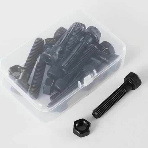 M10-1.5x50 Socket Head Cap Screw and Nut Kit 6set, Grade 12.9 Alloy Steel, Black Oxide Finish, Partially Thread, High Tensile Strength for Automotive, Machinery & Heavy Duty Use - size: M10x50mm(6 Sets)