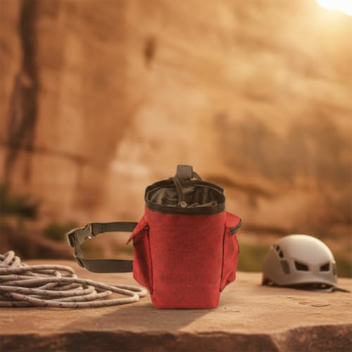Cylindrical Chalk Bag with Pockets Drawstring Chalk Bag with Pockets Zippered for Climbing