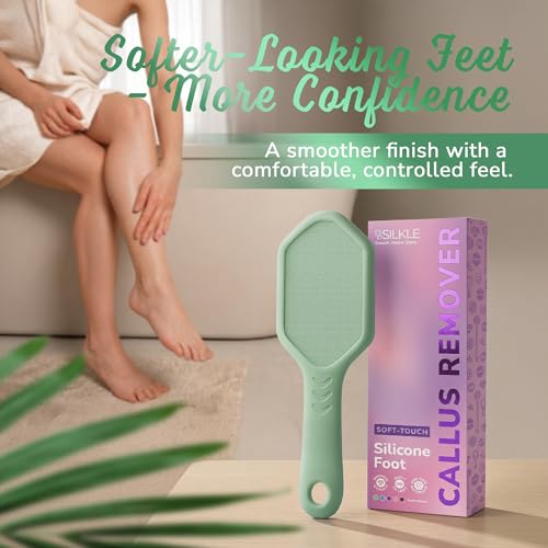 SILKLE Nano Glass Foot File - Foot Callus Remover for Feet & Foot Scrubber | Silicone Grip for Non-Slip Control - Foot Scrubber for Dead Skin, Heel Scraper for Cracked Heels & Foot Exfoliator - Green - style: Green