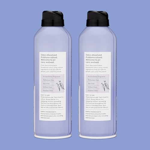 Fresh Wave Lavender Air Freshener Spray, 8 oz, 2-Pack Room Odor Eliminator | Non-aerosol fine mist, Plant oil formula, Paraben- and phthalate-free, Bathroom and pet area safe, Fabric and furniture use - size: 8 Ounce (Pack of 2)
