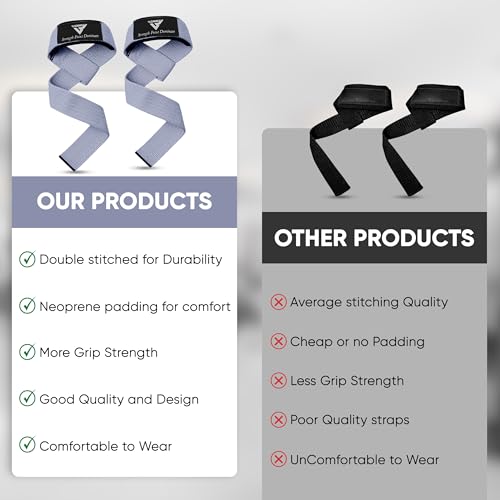 Weight Lifting Straps,Powerlifting Deadlifting, Anti Slip 60CM Hand Bar Grip, 5MM Neoprene Wrist Support, Heavy Duty Weightlifting Bodybuilding Workout - color: Gray