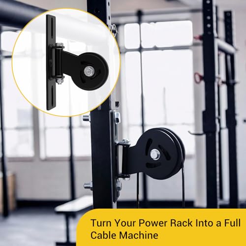 Soulchen Cable Pulley System for Squat Racks Power Rack Pulley Attachment Fits 1" or 5/8" with Extended Slot Design Heavy-Duty 180° Swivel Polea for Home Gym Workout Strength Training Fitness