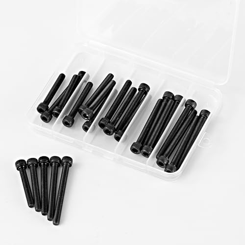 M6 x 40mm 45mm 50mm 55mm 60mm Hex Socket Head Cap Screws Bolts 12.9 Grade Alloy Steel, Black Oxide Finish, Metric Allen Hex Drive, Machine Fully Threaded, Assortment Kit 25PCS - size: M6 x 40/45/50/55/60mm (25PCS)